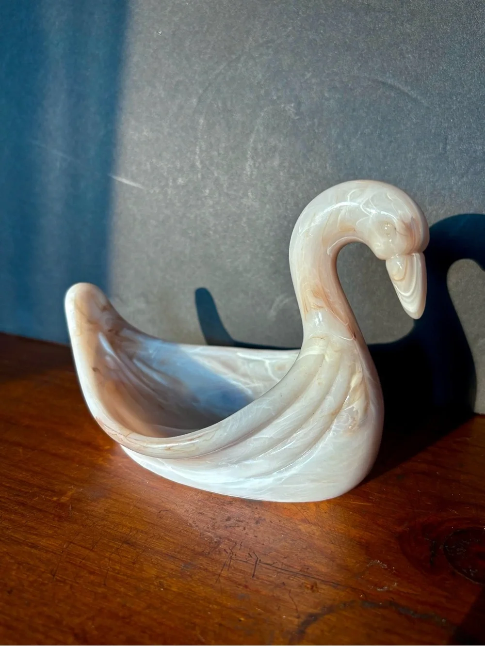 Vintage 80’s or 90’s Faux Marble Swan Soap or Trinket Dish